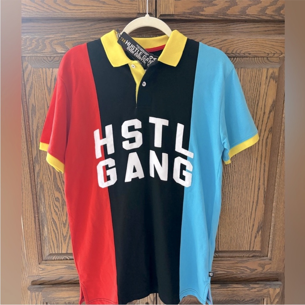 HUSTLE GANG Mens
Polo Shirt Size Medium